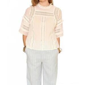 NEW MKT STUDIO carolina ruffled sleeves blouse in white